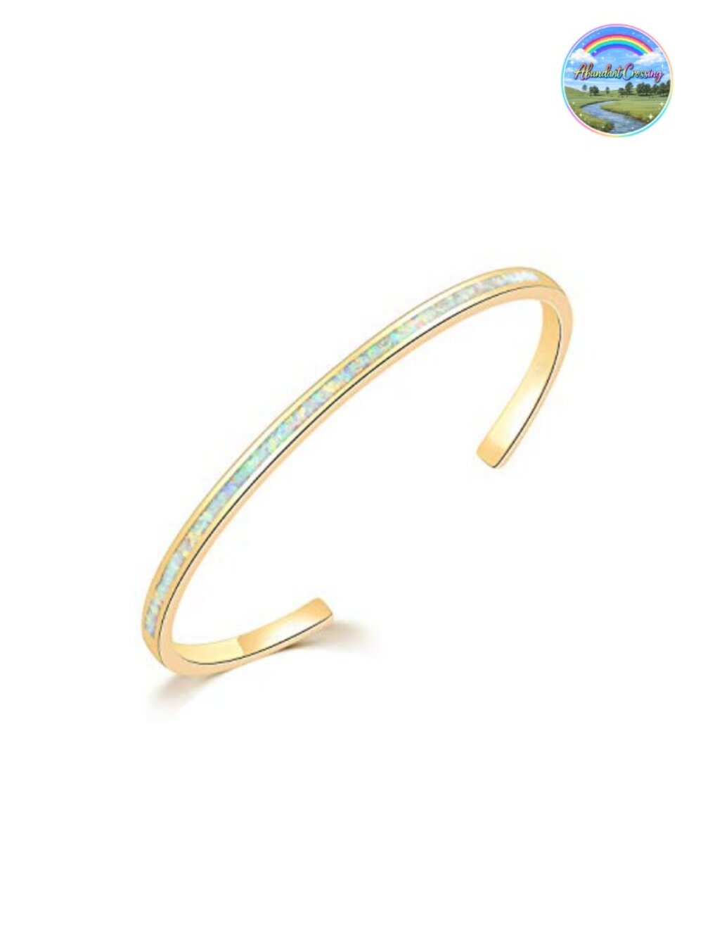 Women's Gold Plated Opal Cuff Bracelet Hypoallergenic Open Bangle